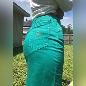 Y2k Clips More Turquoise Maxi Skirt